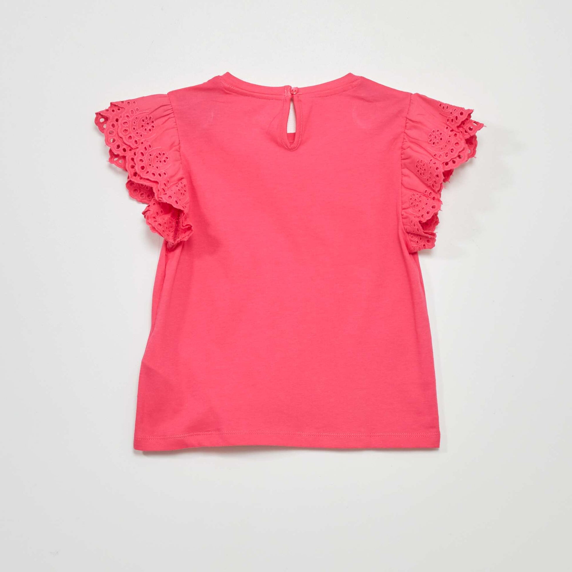 T-shirt en jersey avec manches brod es rose indien