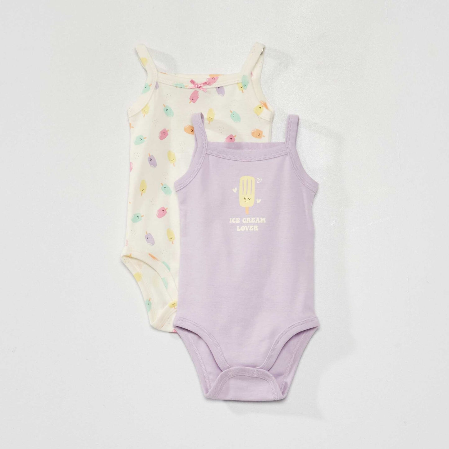 Lot de 2 bodies 'glace' Blanc/violet