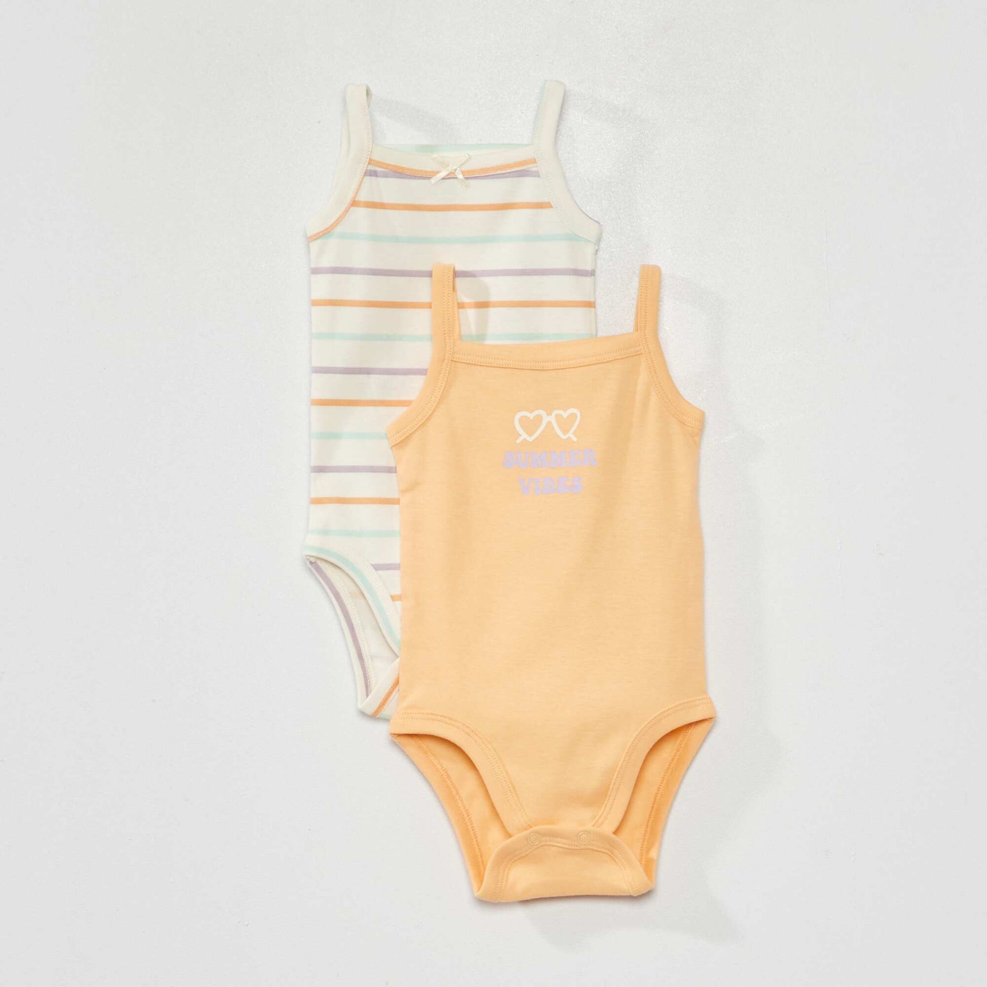 Lot de 2 bodies 'summer' Corail/beige