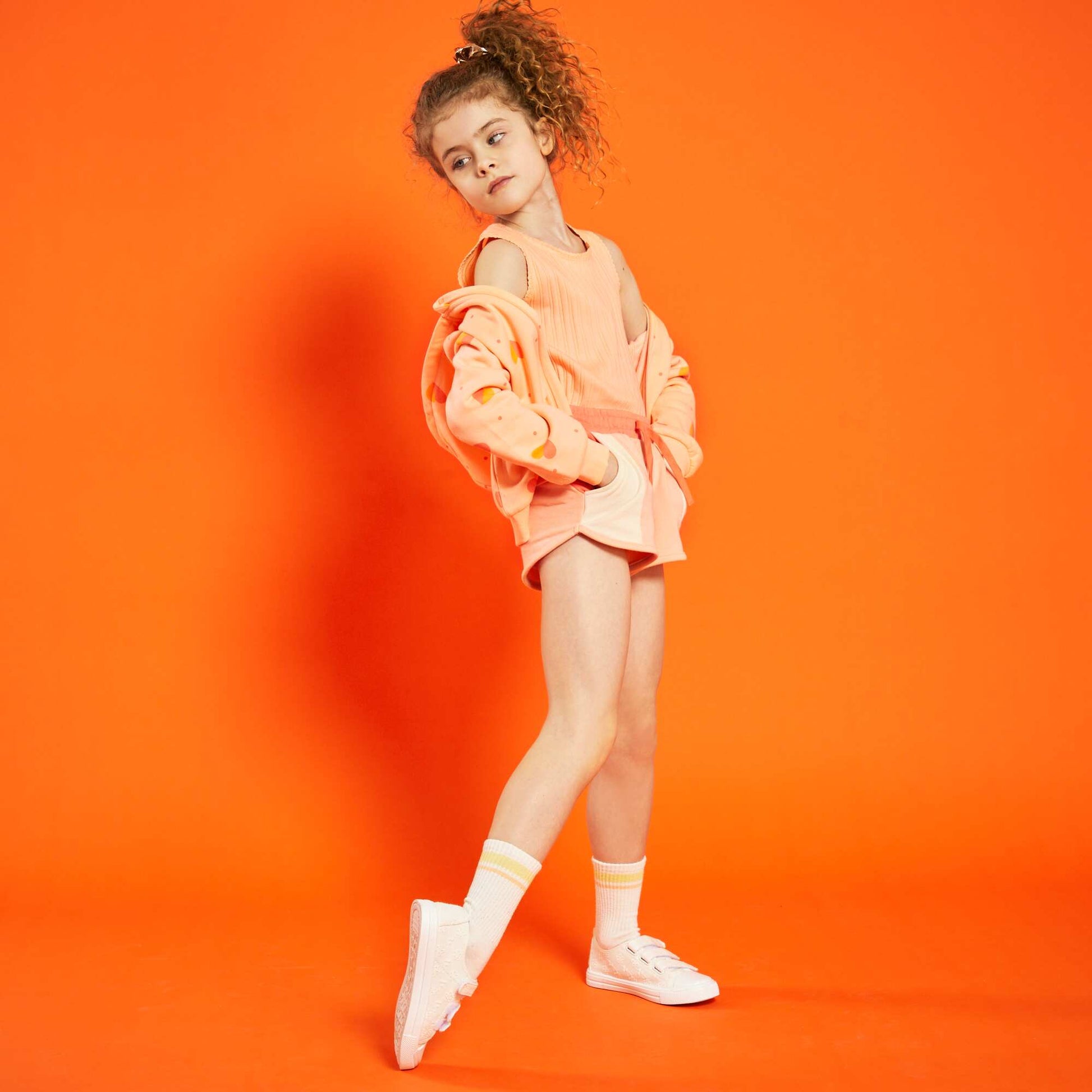 Short en molleton color-block Corail