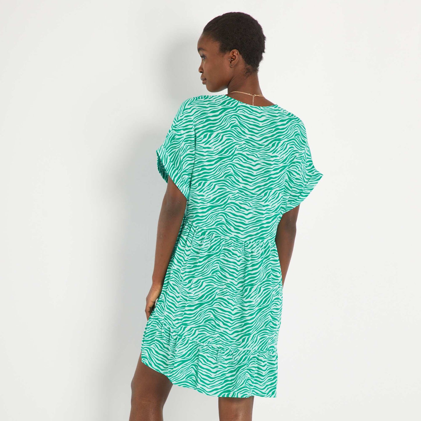 Robe courte imprim e Bleu vert