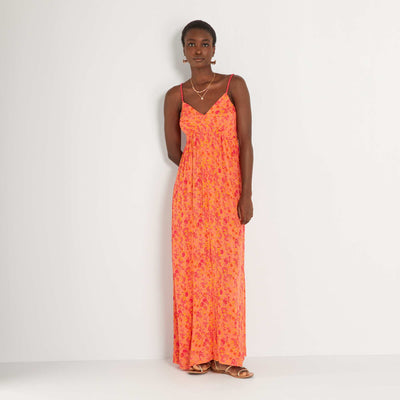 Robe longue avec imprim Orange