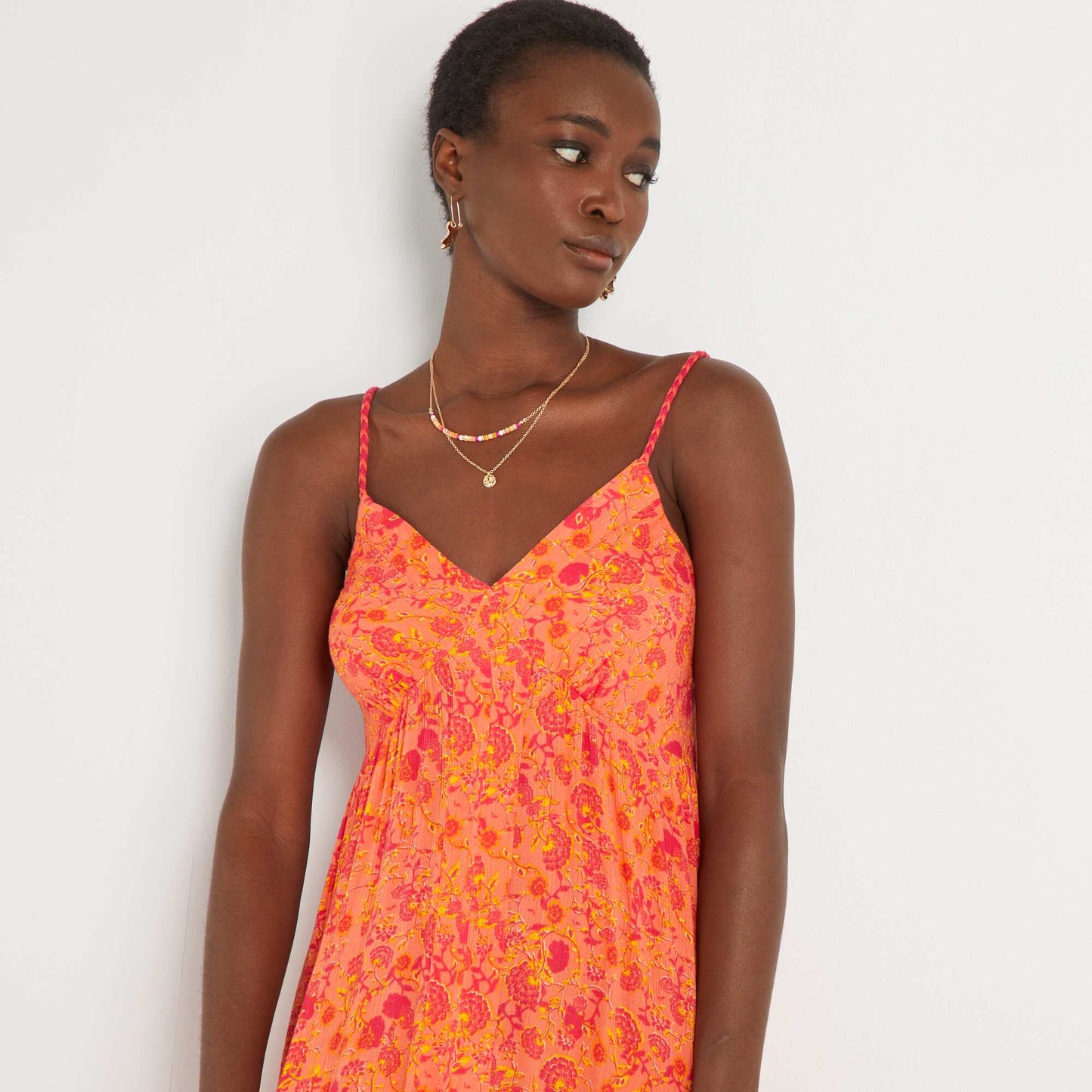 Robe longue avec imprim Orange