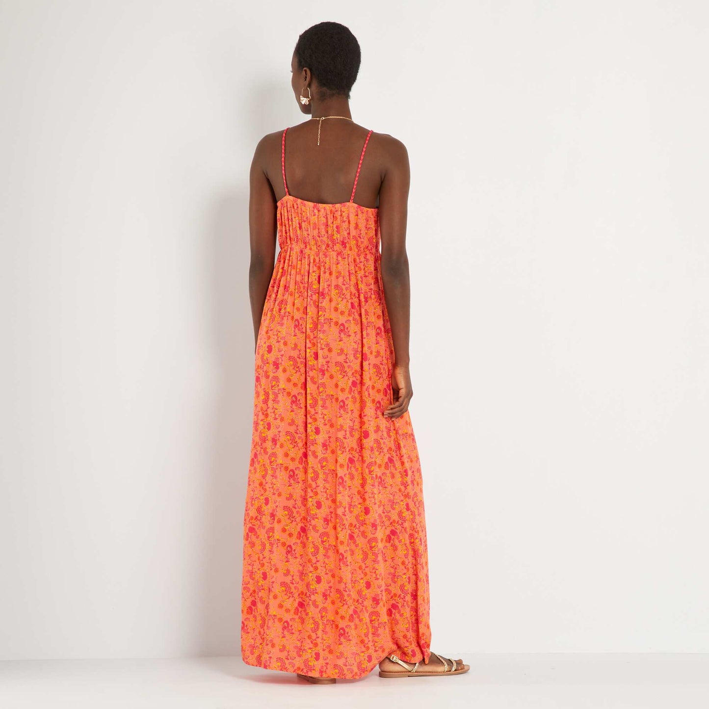 Robe longue avec imprim Orange