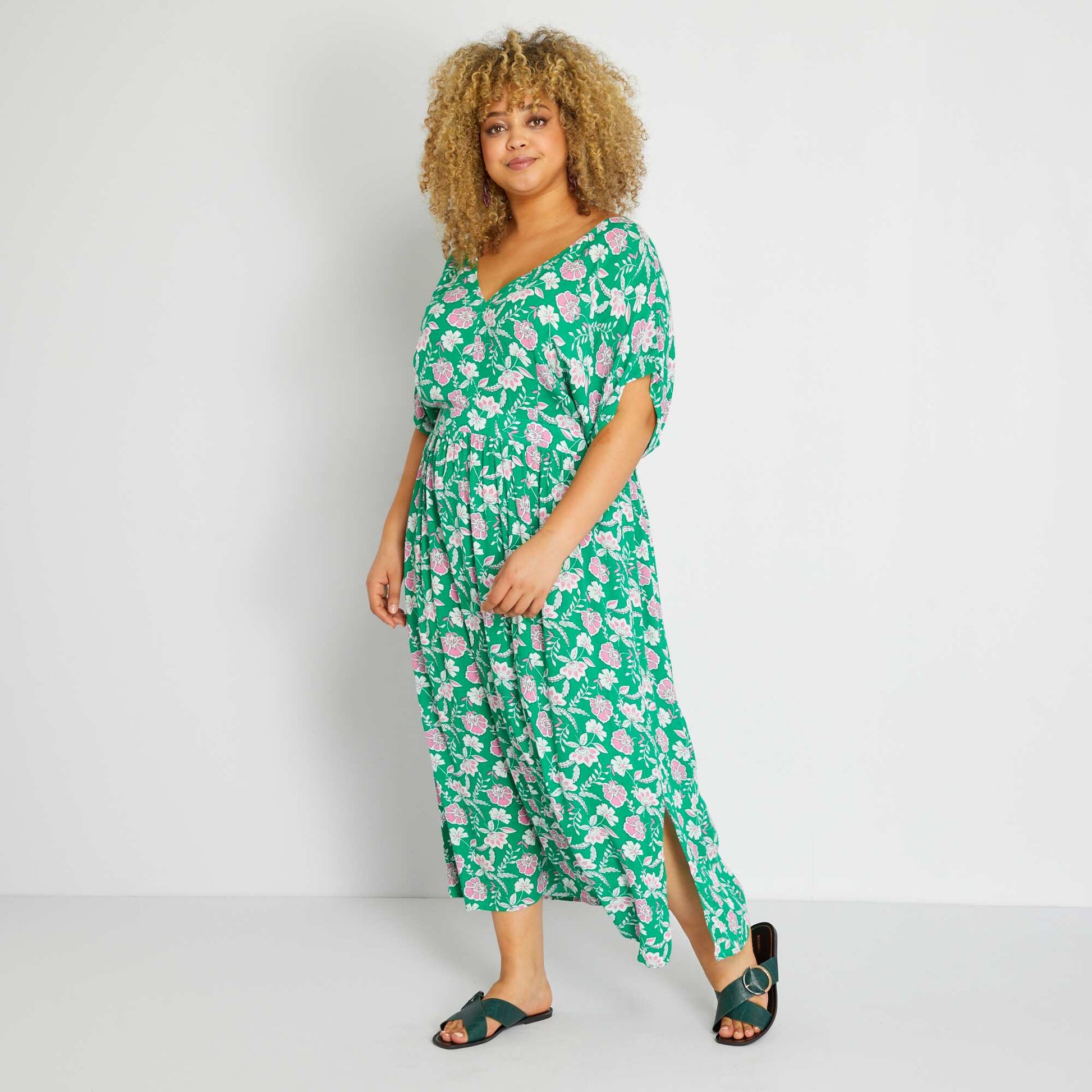 Robe en longue avec imprim Vert