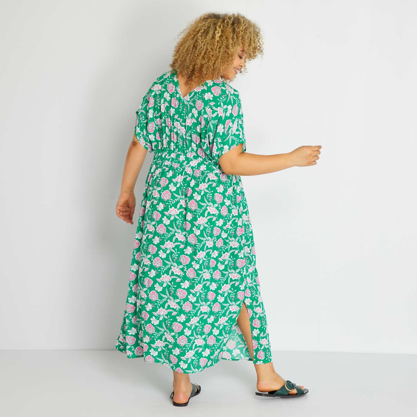 Robe en longue avec imprim Vert