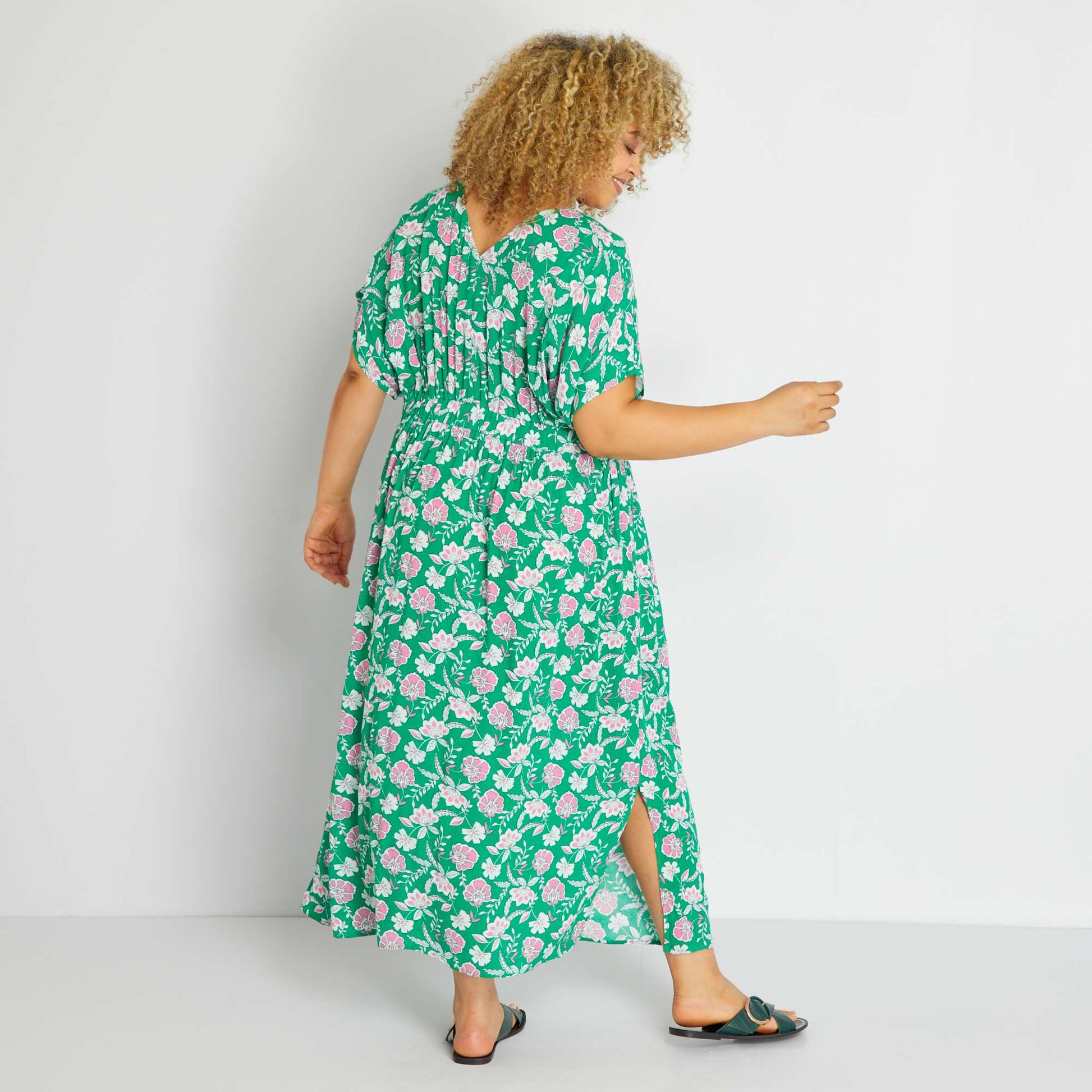 Robe en longue avec imprim Vert