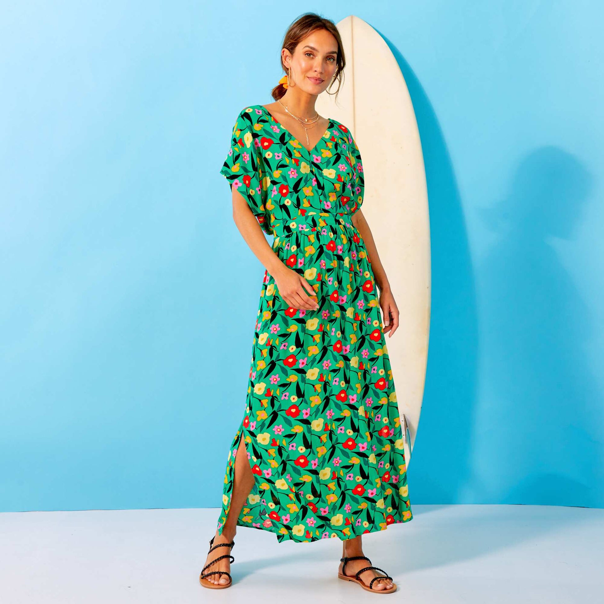 Robe longue avec imprim Vert