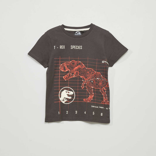 T-shirt 'Jurassic Park' en jersey avec imprim relief Gris