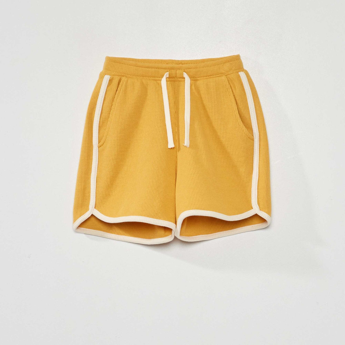 Short en maille gaufr e Jaune