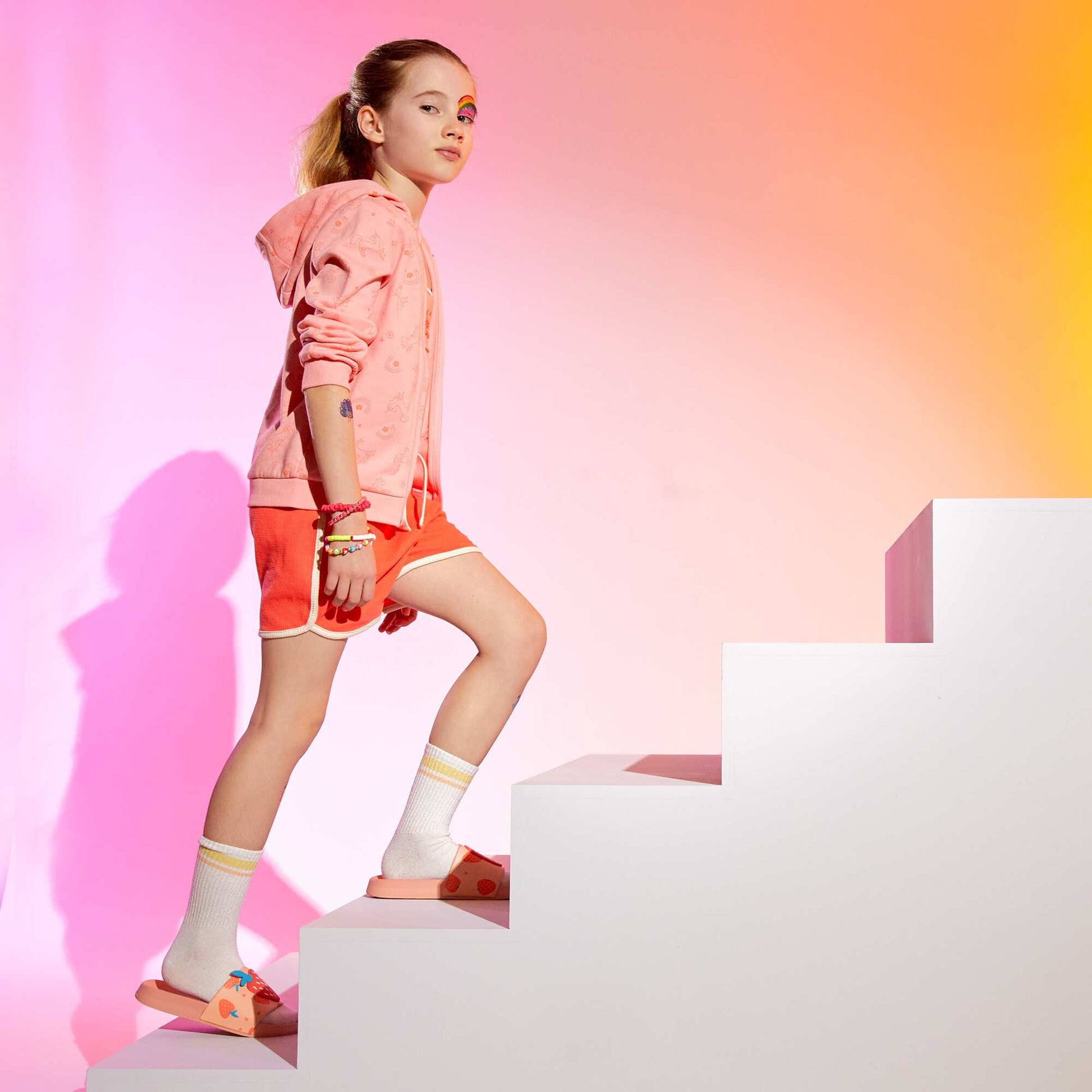 Short en maille gaufr e rouge corail
