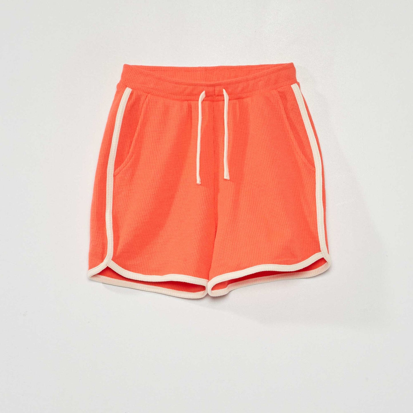 Short en maille gaufr e rouge corail