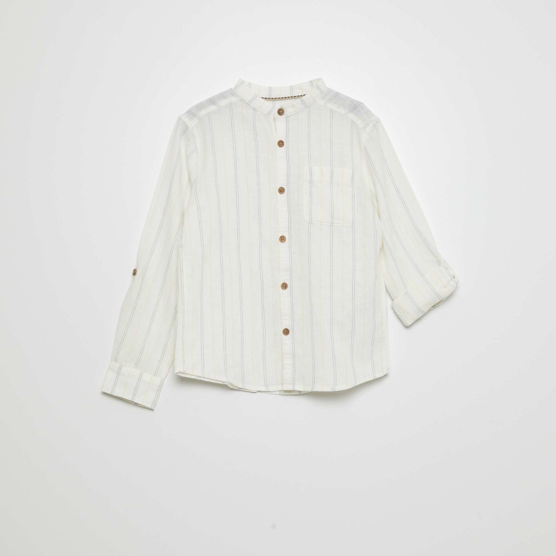 Chemise en lin col mao Blanc