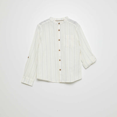 Chemise en lin col mao Blanc