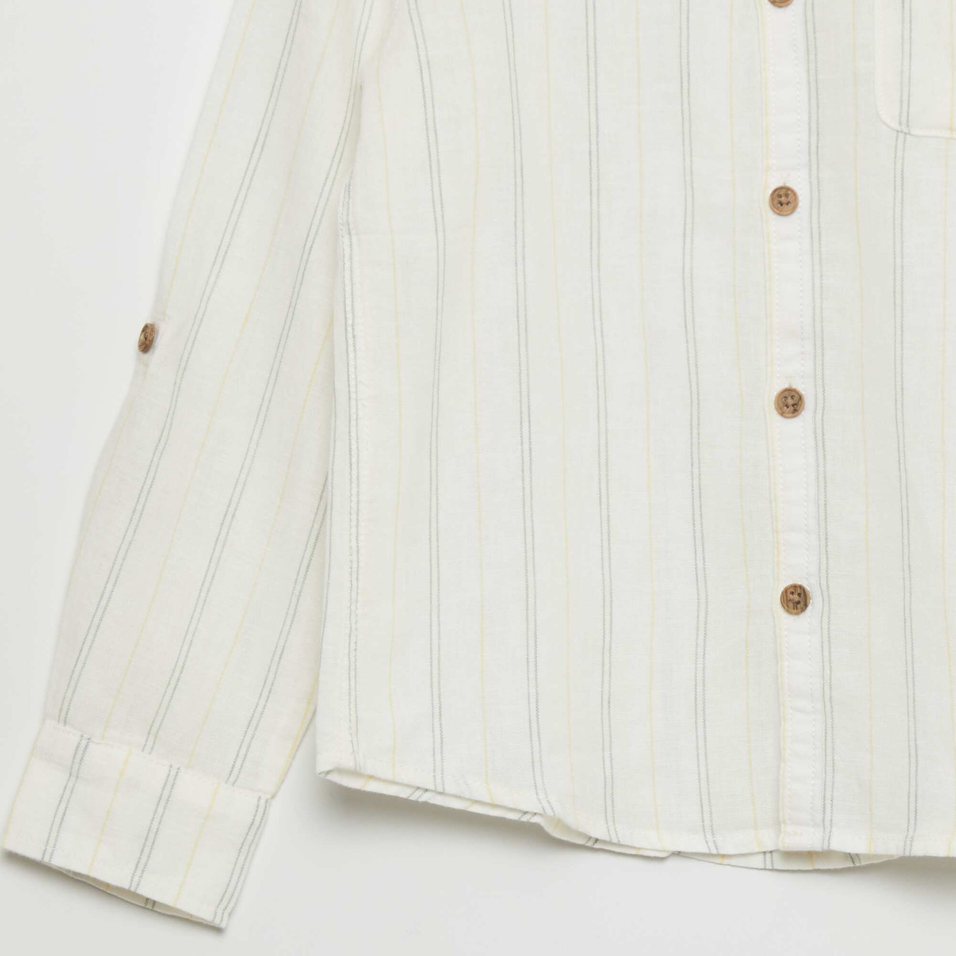 Chemise en lin col mao Blanc