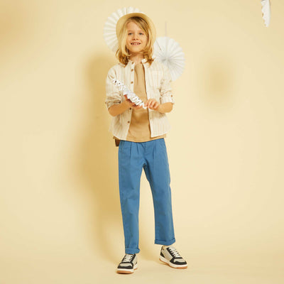 Chemise en lin col mao Blanc