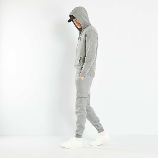Sweat zipp e capuche Gris fonc