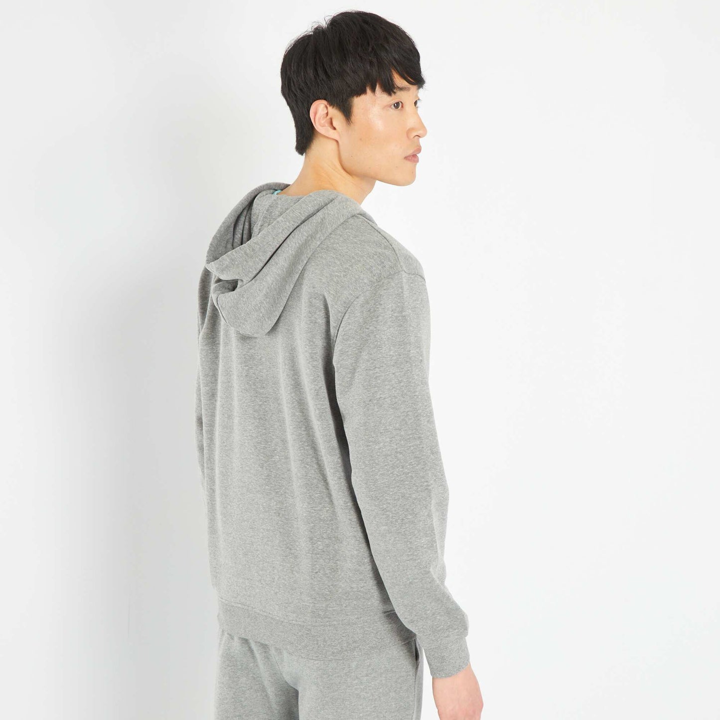 Sweat zipp e   capuche Gris fonc