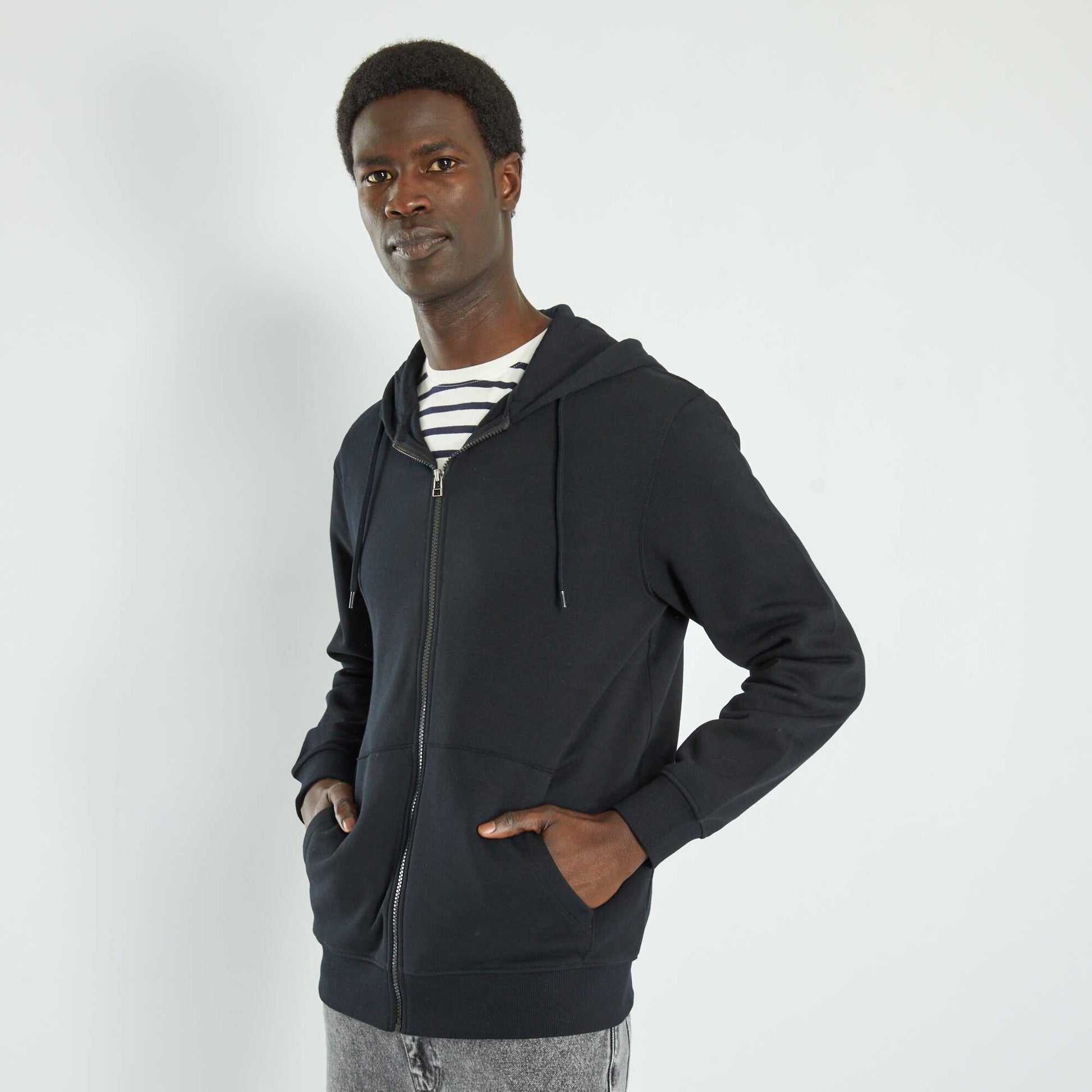 Sweat zipp e capuche noir