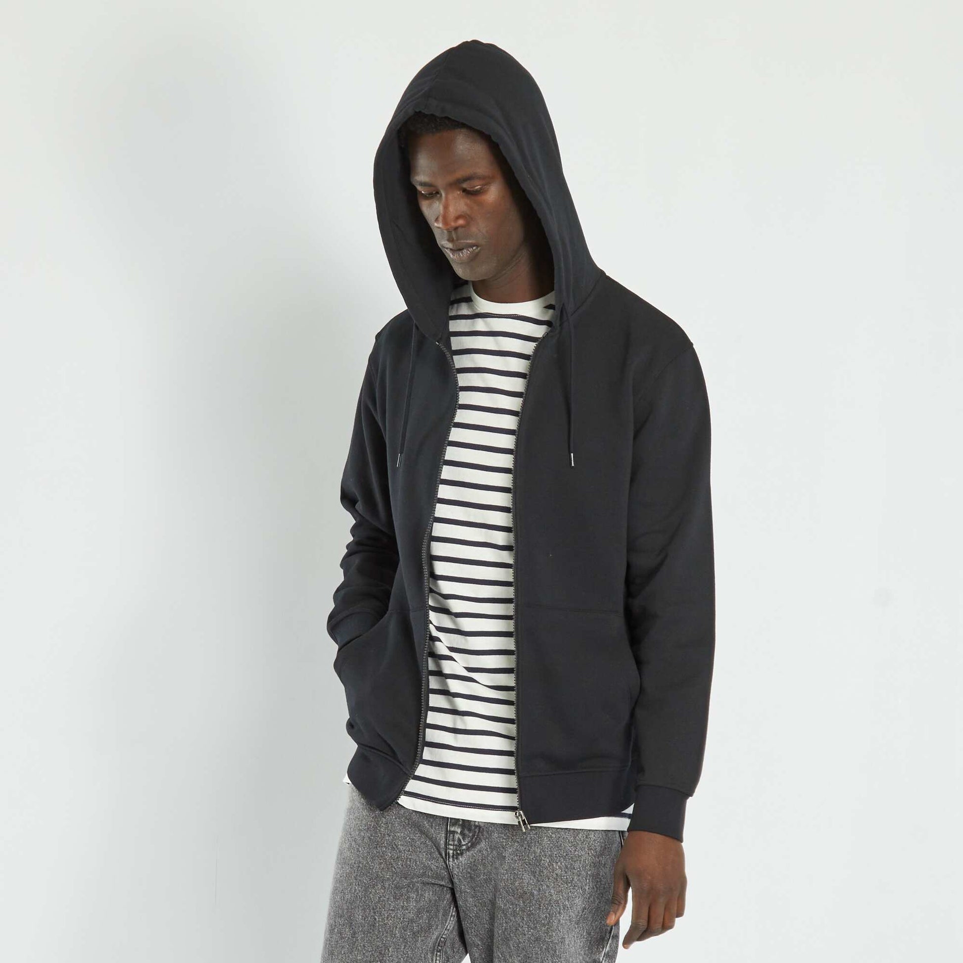 Sweat zipp e capuche noir