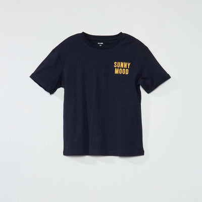 T-shirt en jersey avec broderie poitrine Bleu