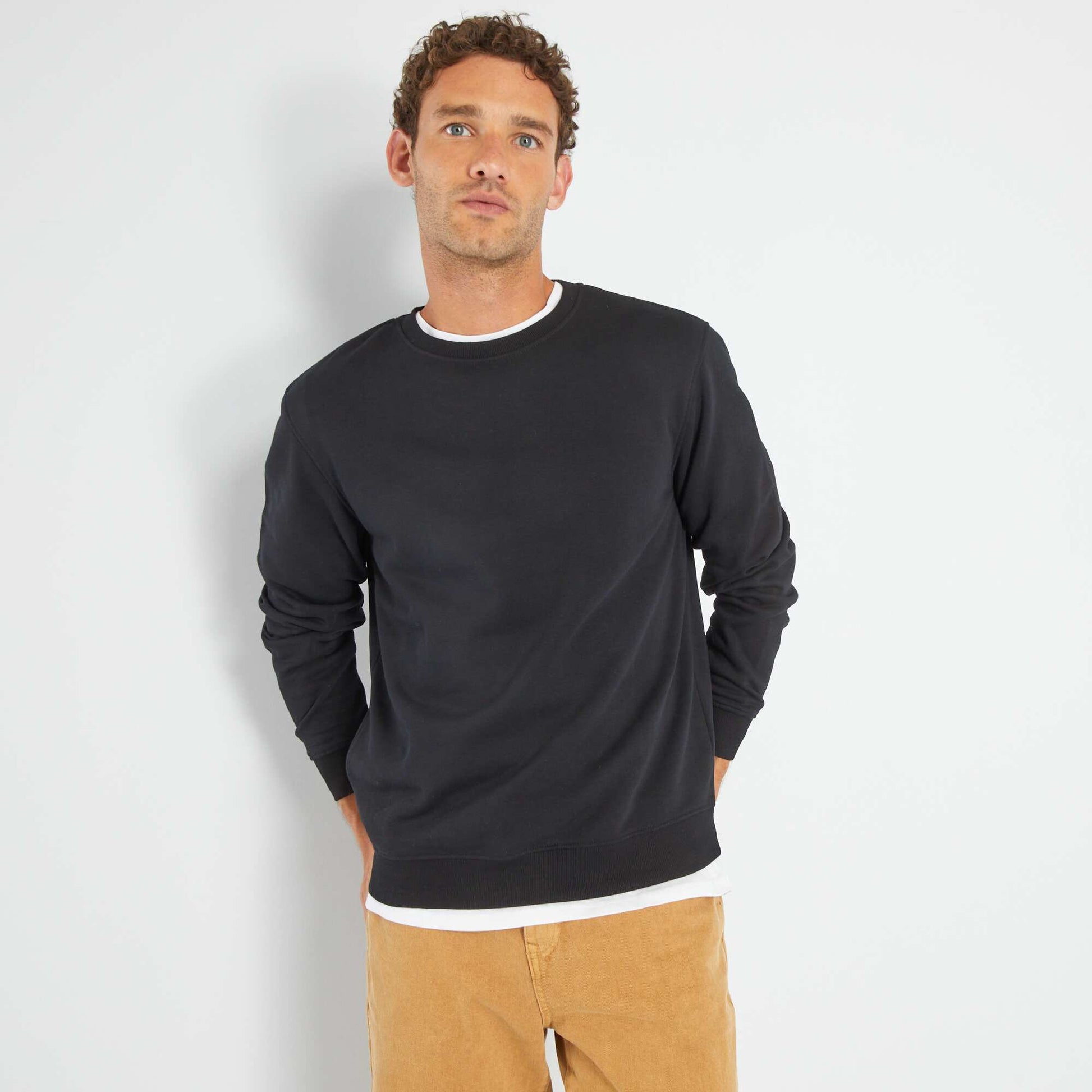 Sweat en molleton uni noir