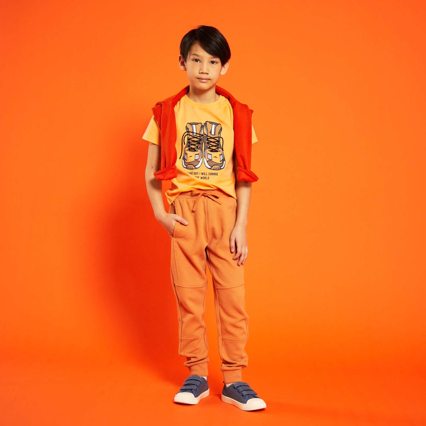 T-shirt en coton avec imprim Orange