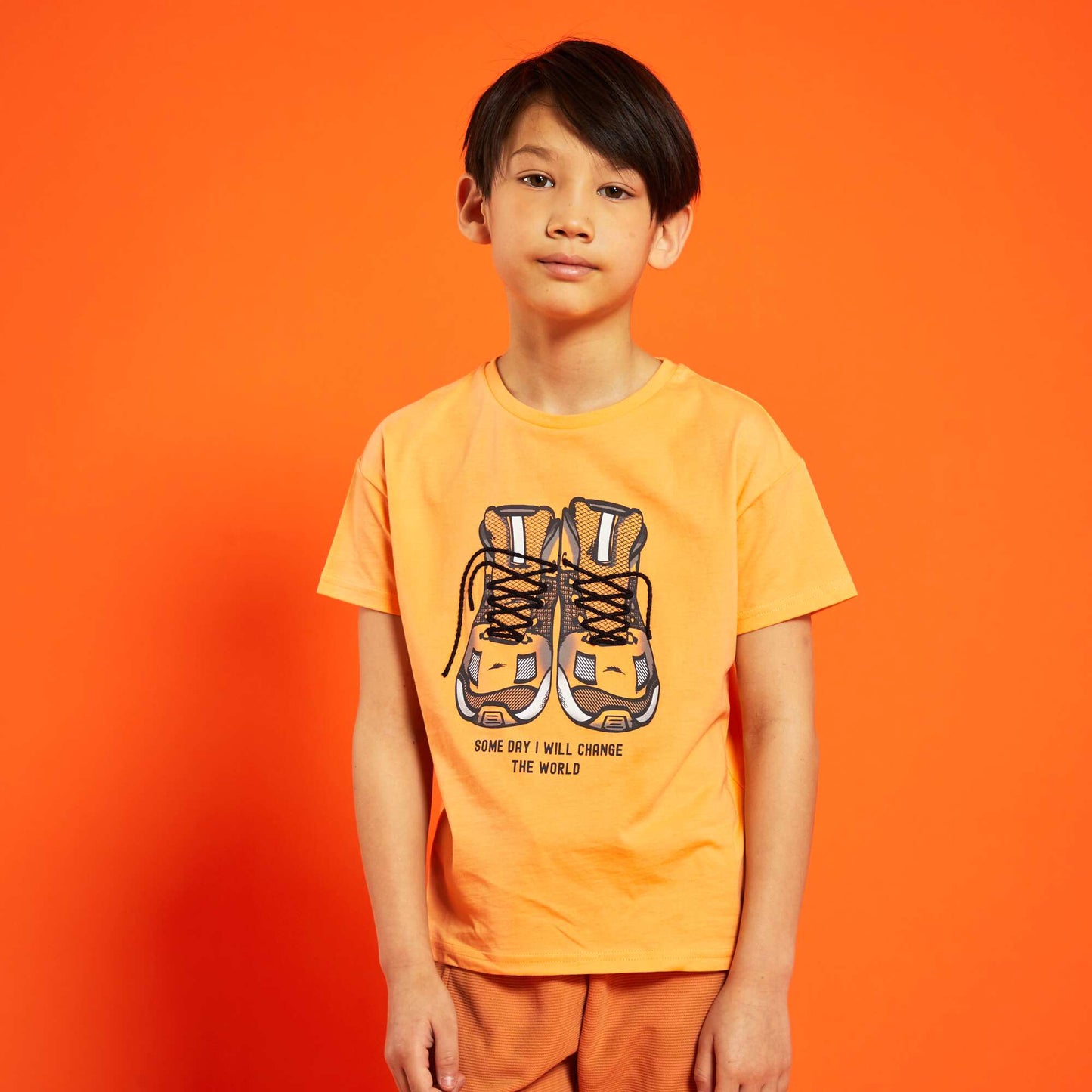 T-shirt en coton avec imprim Orange