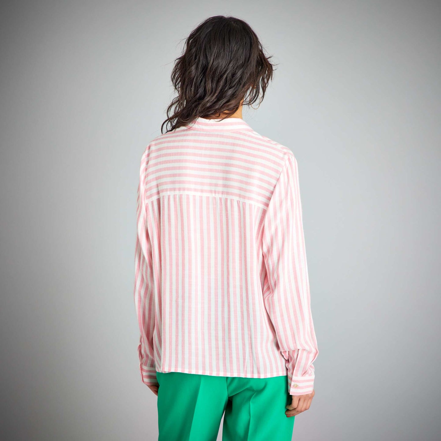 Chemise manches longues rayures Rose