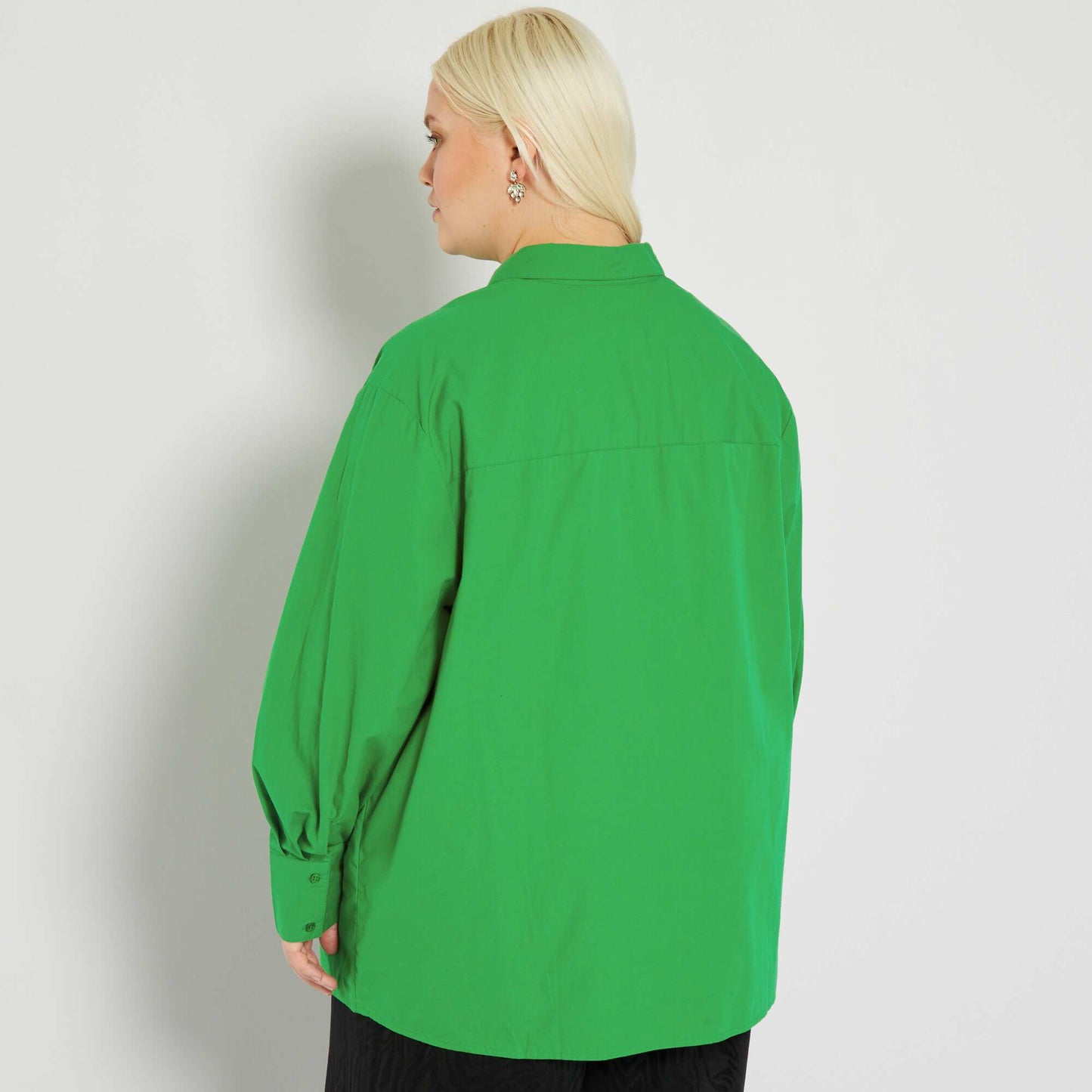 Chemise unie en popeline Vert