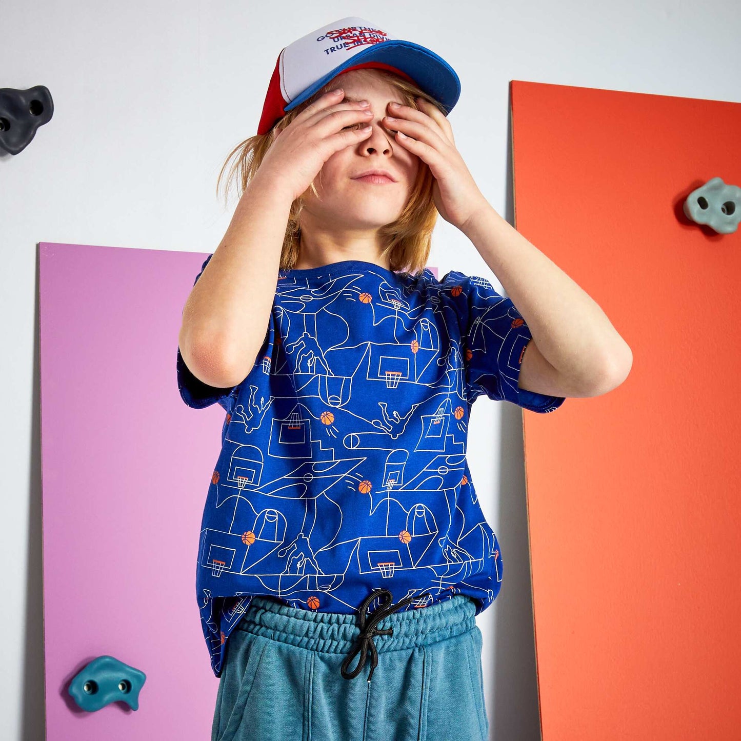 T-shirt 'basketball' manches courtes Bleu