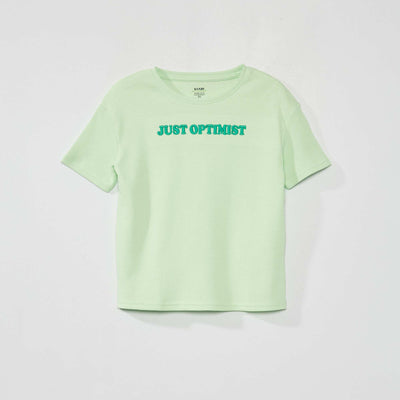 T-shirt en maille gaufr e Bleu