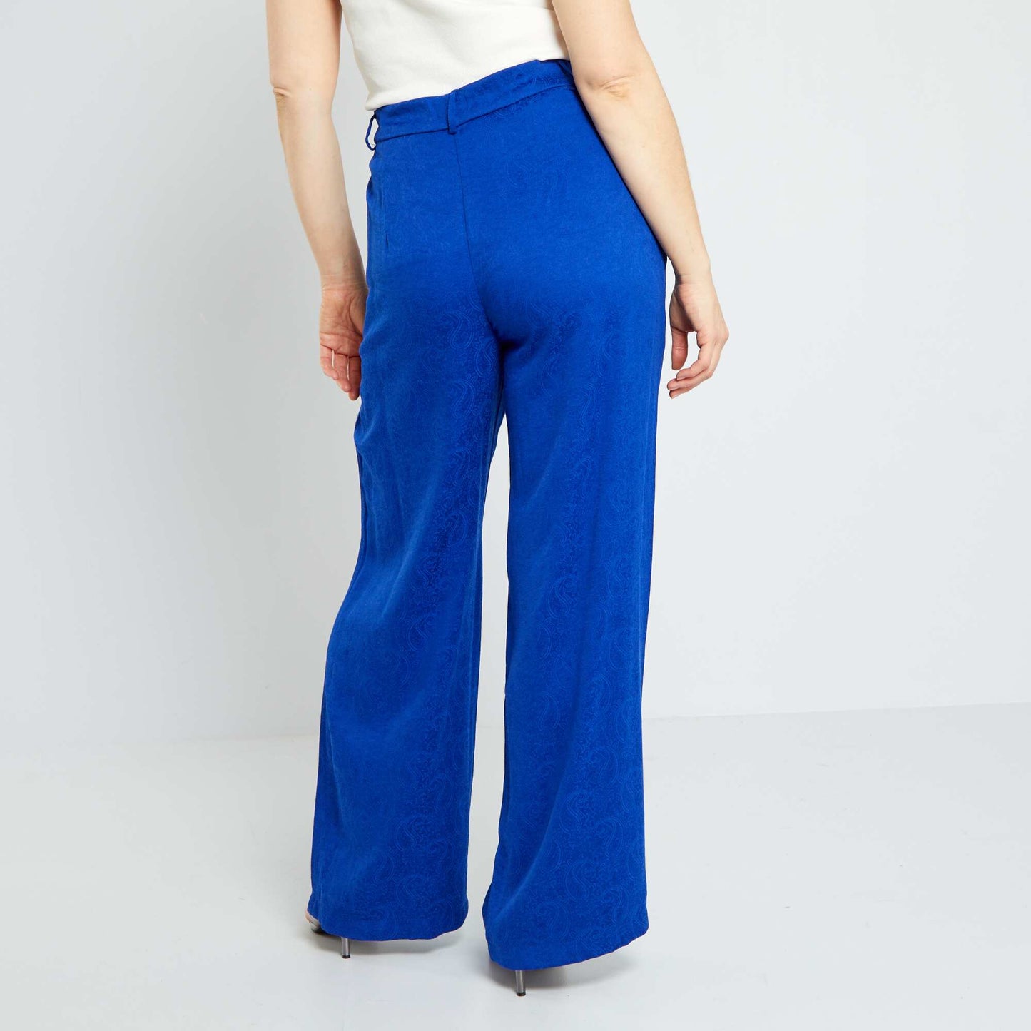 Pantalon large 'cachemire' bleu