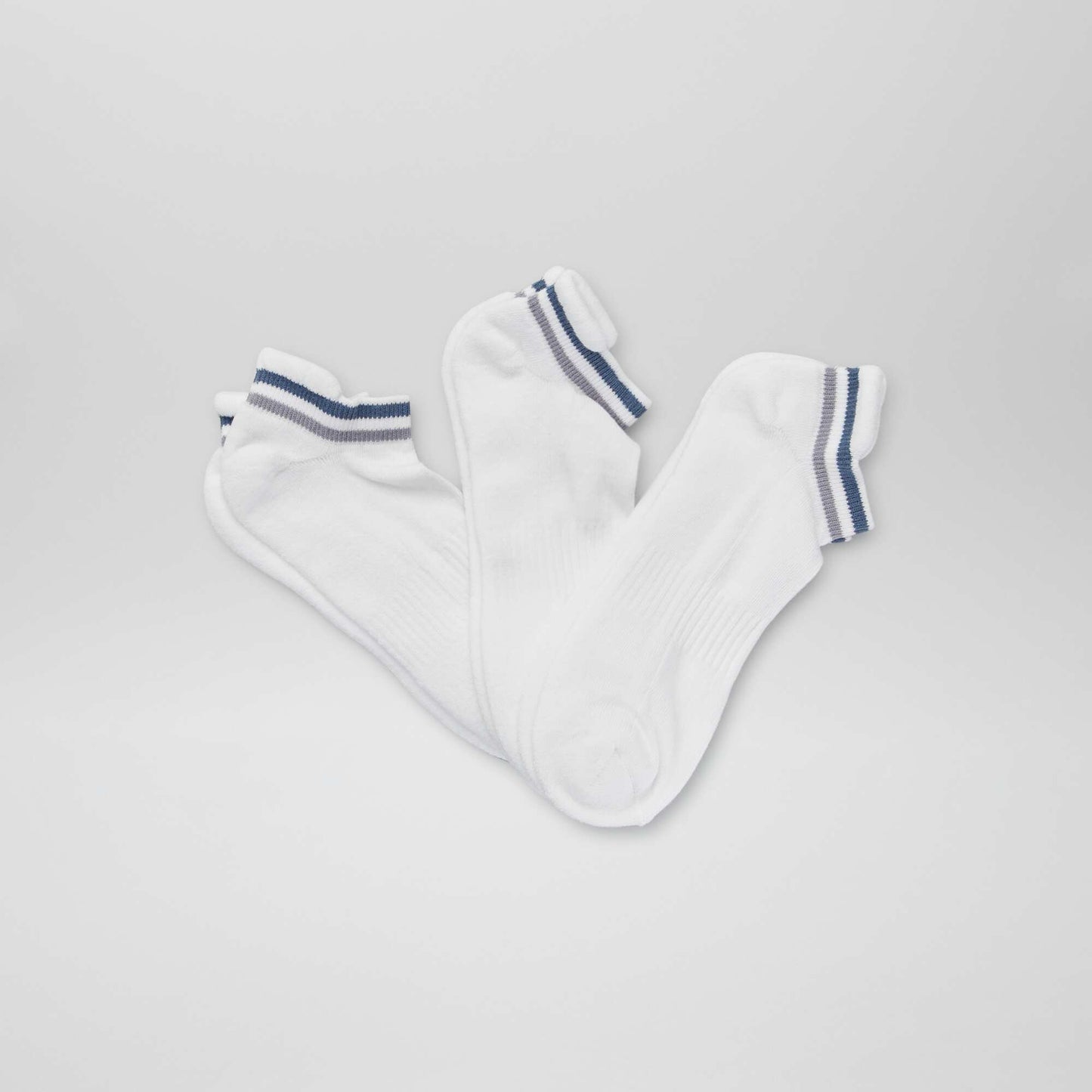 Chaussettes de sport invisibles - Lot de 3 Blanc/bleu