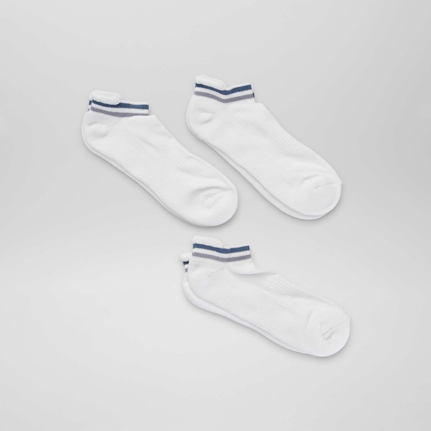Chaussettes de sport invisibles - Lot de 3 Blanc/bleu