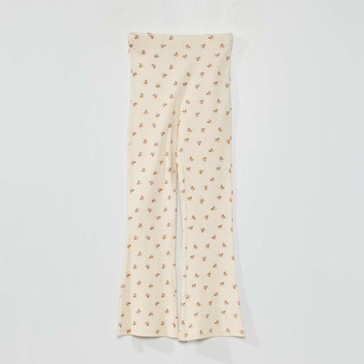Pantalon flare/bootcut en maille c tel e Ecru