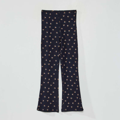 Pantalon flare/bootcut en maille c tel e Bleu