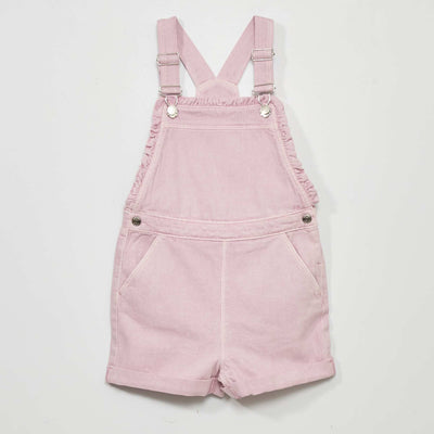 Salopette short en jean Mauve