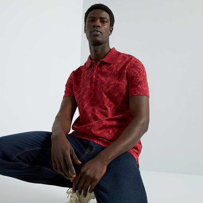 Polo en piqu de coton imprim Rouge