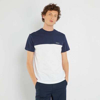 T-shirt en coton color-block Bleu