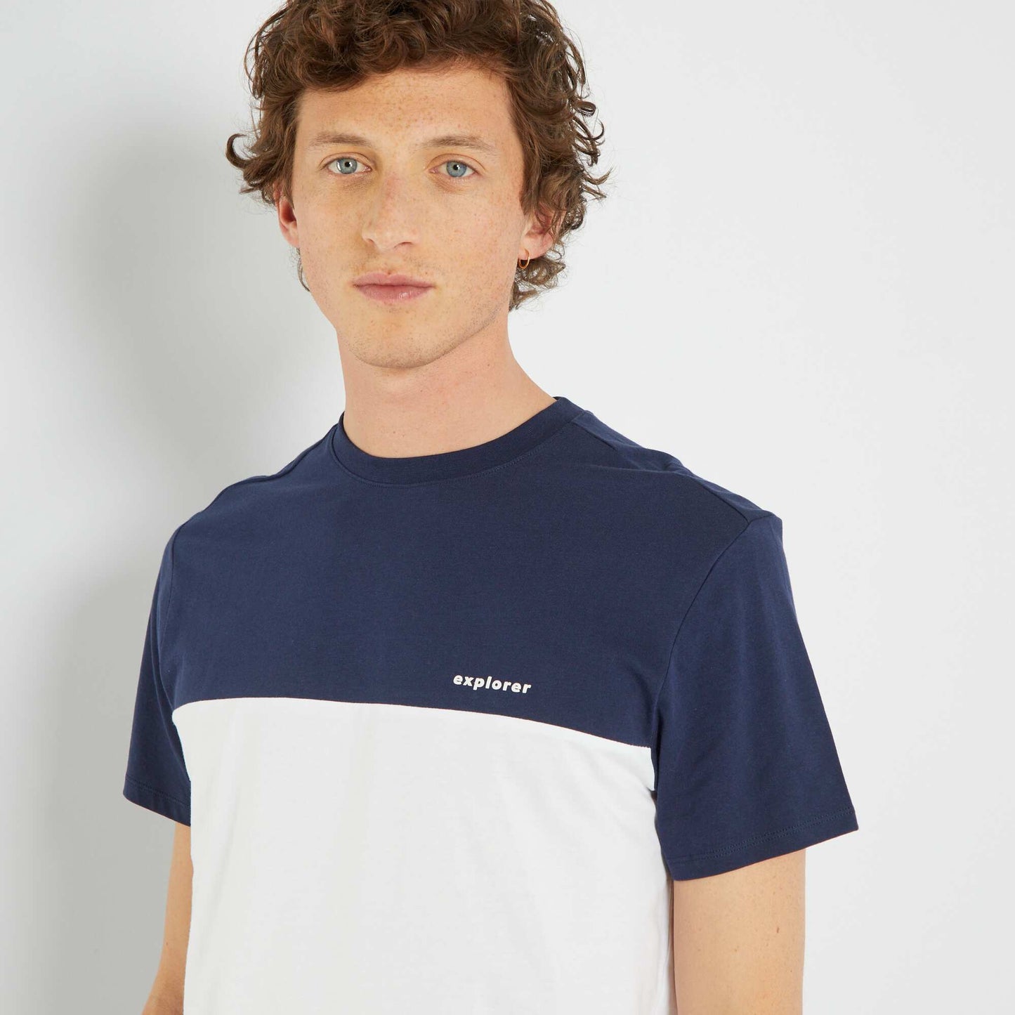 T-shirt en coton color-block Bleu