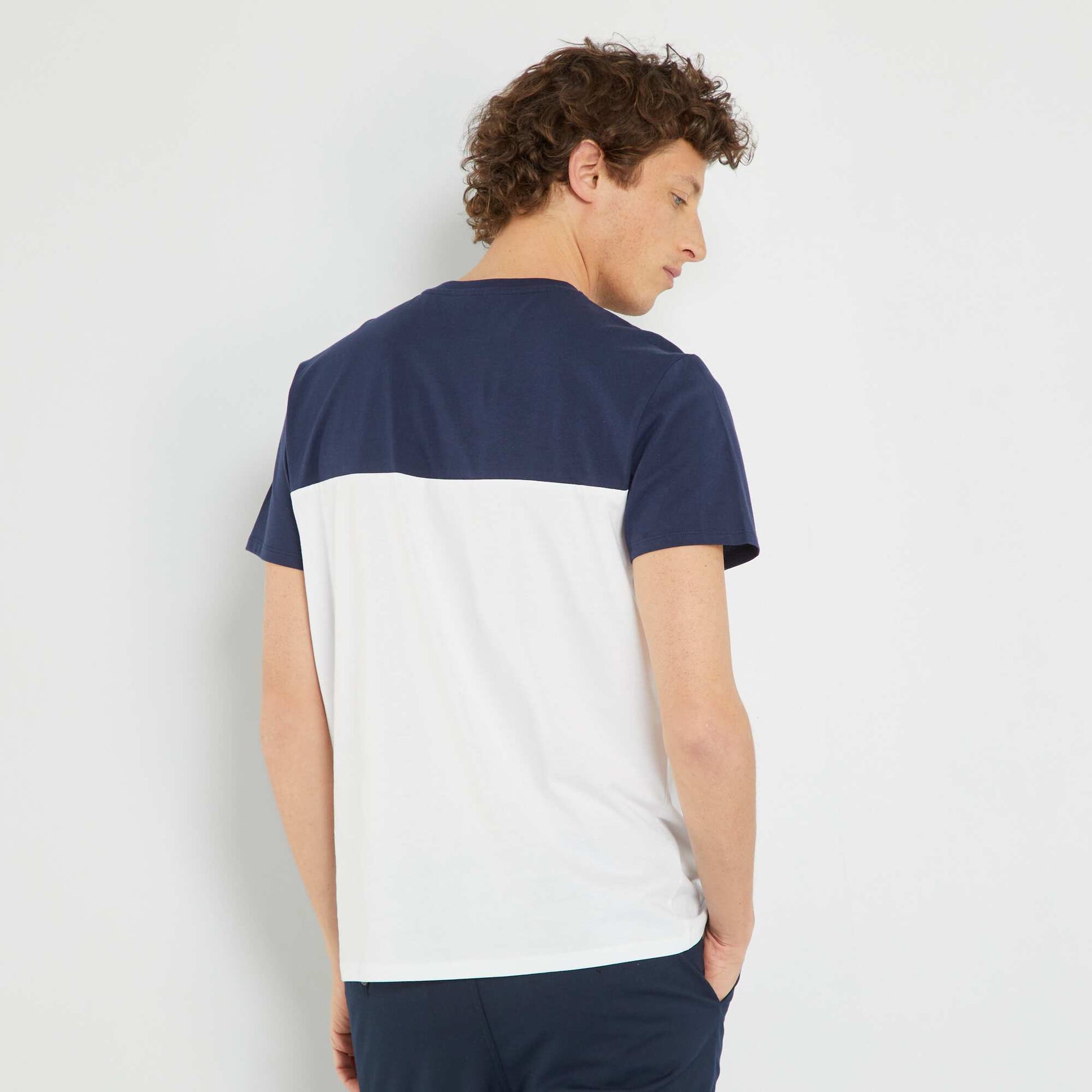 T-shirt en coton color-block Bleu
