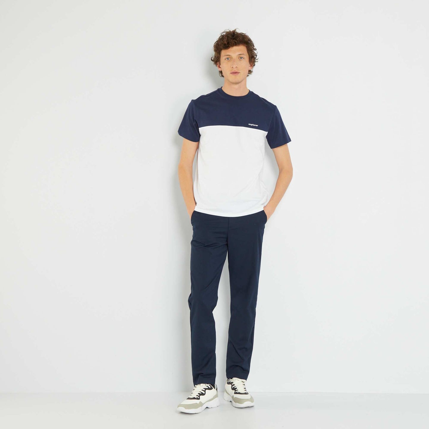 T-shirt en coton color-block Bleu