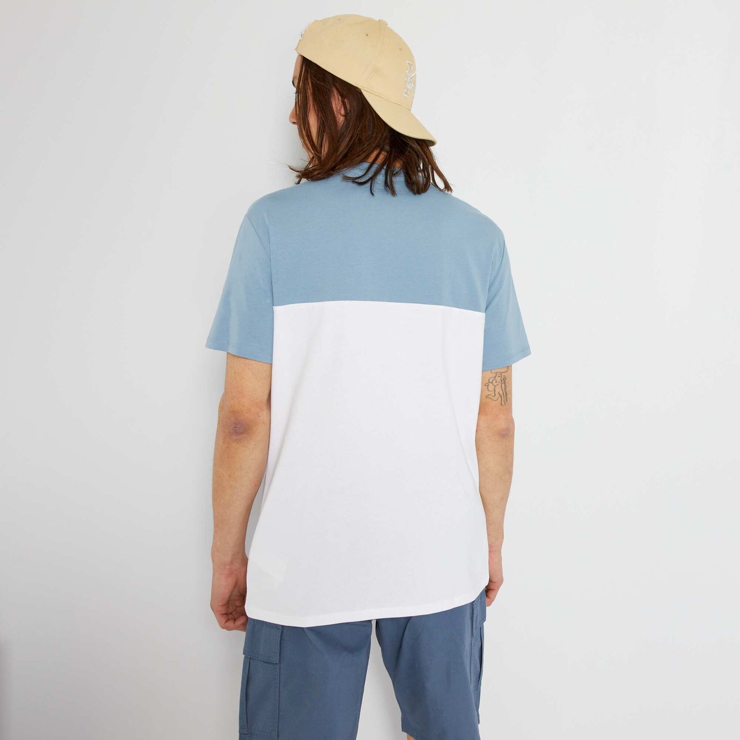 T-shirt en coton color-block Bleu