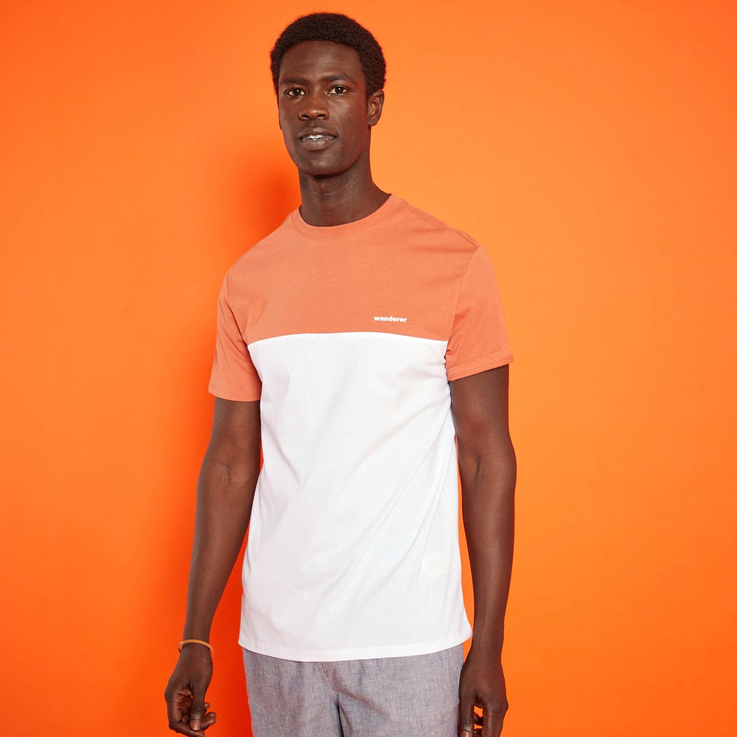 T-shirt en coton color-block Blanc