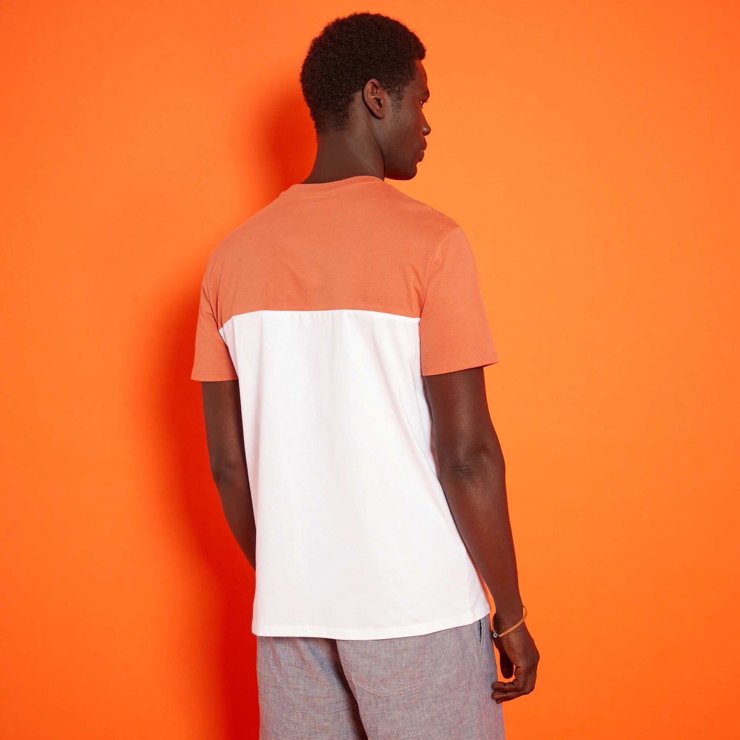 T-shirt en coton color-block Blanc