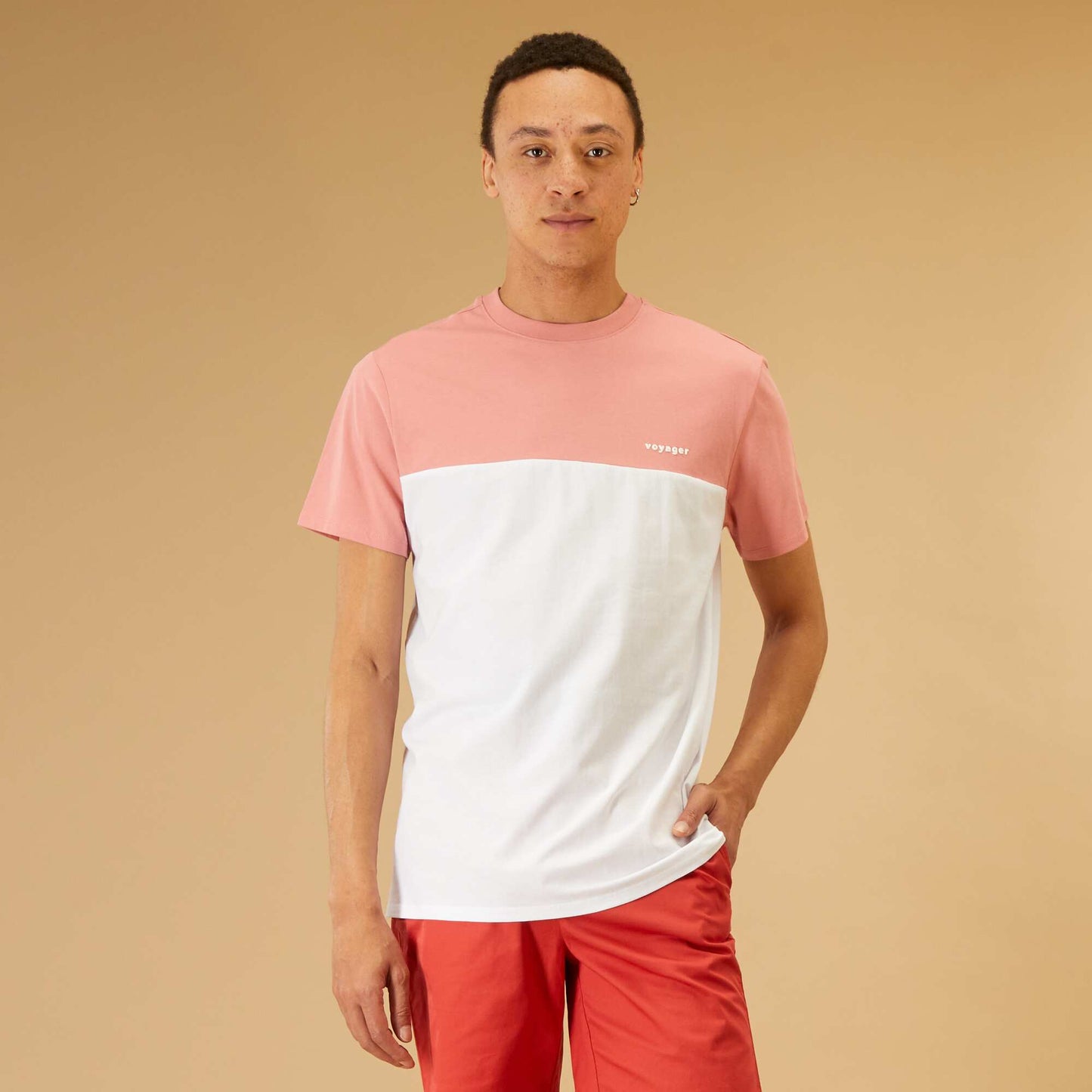 T-shirt en coton color-block Rose