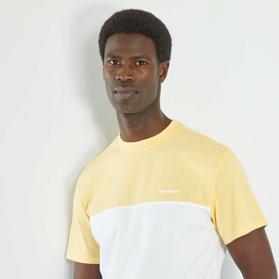 T-shirt en coton color-block Jaune