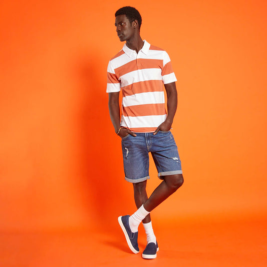 Polo en jersey rayures Orange