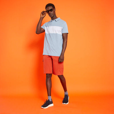 Polo en jersey avec imprim rayures Bleu